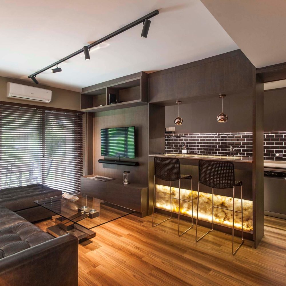 Living, comedor y cocina integrados de proyecto Martinez.